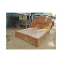 Pure Indian Teak Wood Handcrafted Bed with Storage. Size 6×6.5 ft (Standard), customizable in 6×4 ft & 3×6 ft. Premium polish finish.